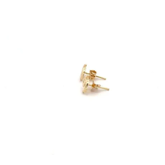 18K Gold Earrings Stud Dollar Signs 1.46 grams - Picture 3 of 9